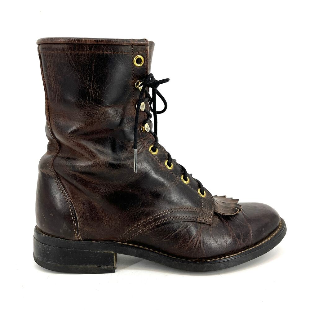 Laredo Women's 7.5 Brown Leather Vintage Lace Up Ankle Boot